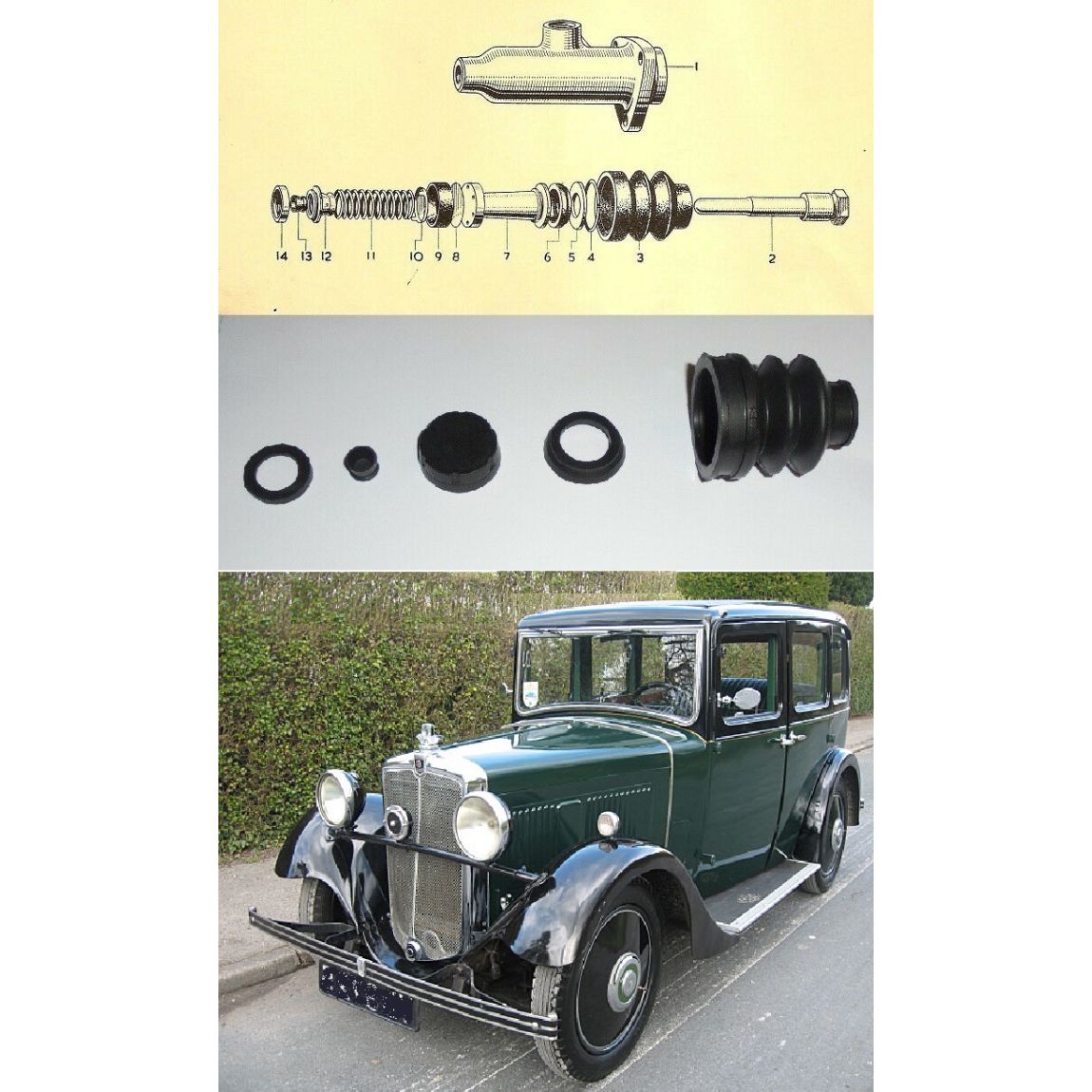 BRAKE MASTER CYLINDER REPAIR SEALS KIT (Morrris 12/4) (Oxford & Cowley) (**1934- 35 Only**) 